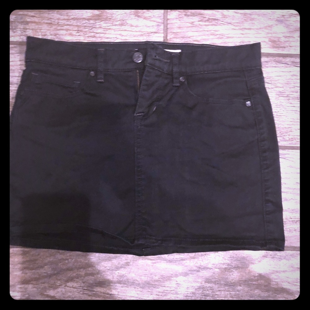 Black Denim (With Stretch) Mini Skirt